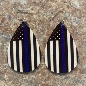 Blue Line Flag Earrings - Brand new, never worn